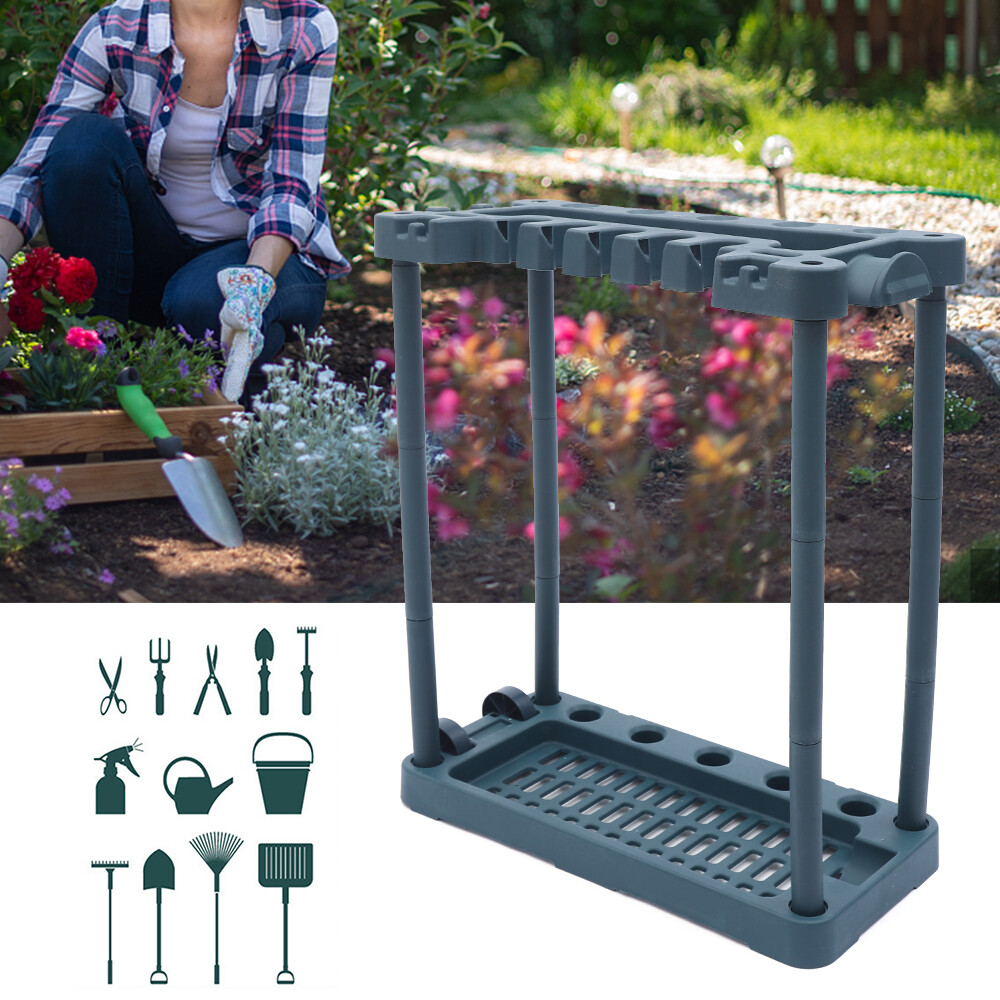 Long Handle Garden Tool Organizer Storage Rack for Yard Garage and Lawn