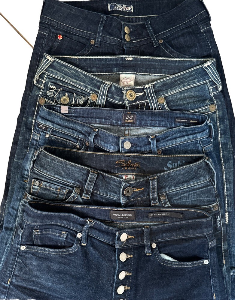 Lot of 5 Size 27 Designer Jeans by Hudson True Religion Citizens Banana Republic