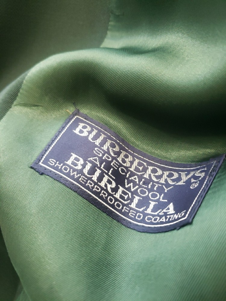 Vintage Rare Green Burella Made In England Burberry Trench Coat Size UK 16 Mint!