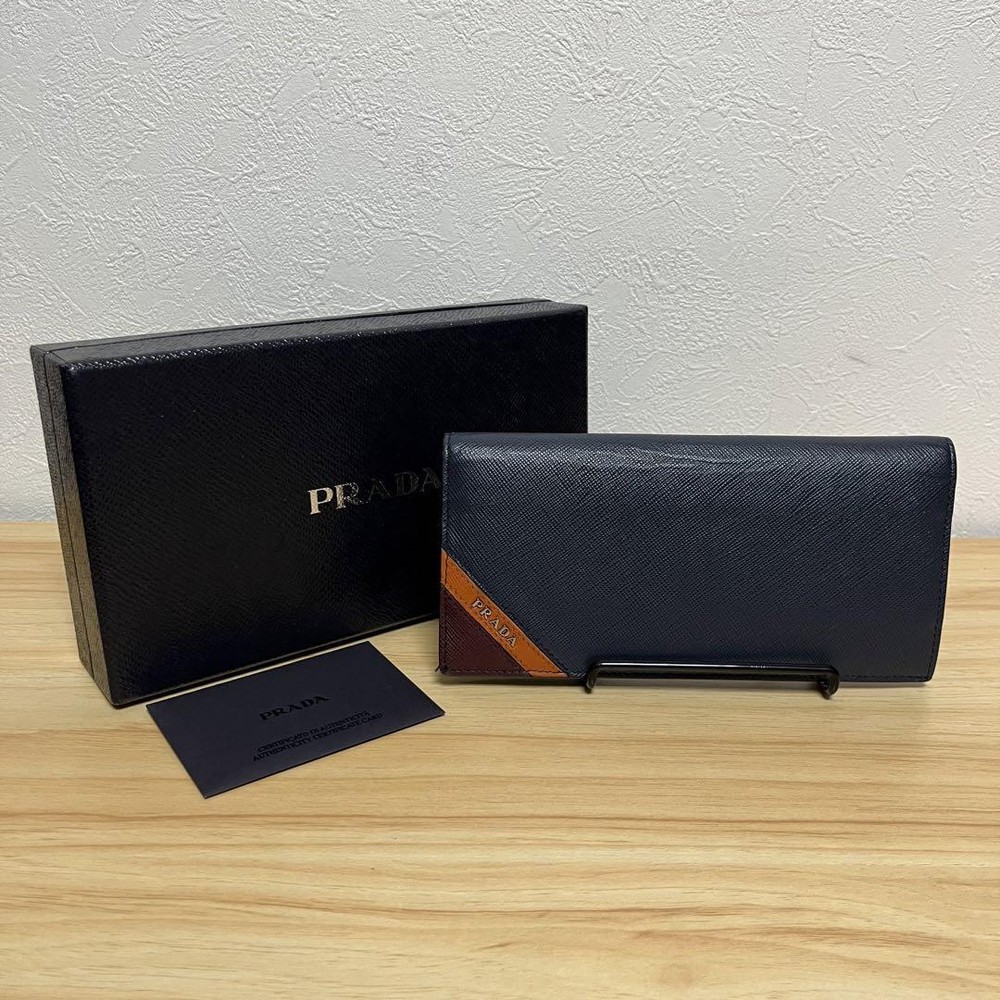Prada Saffiano Black Leather Long Wallet with 11 Card Slots