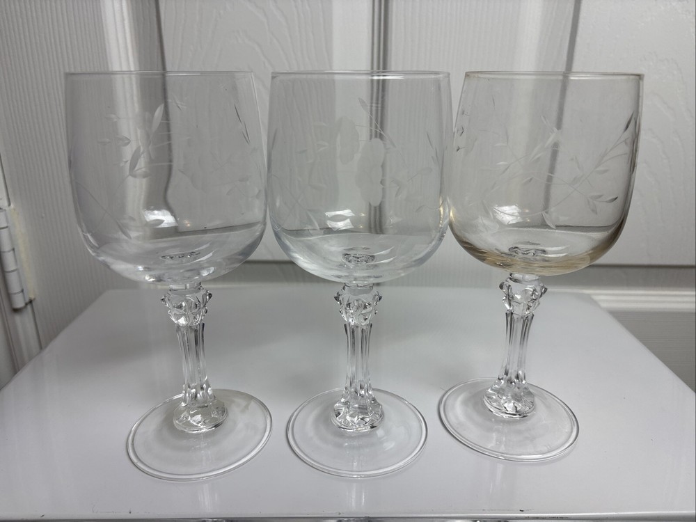 3 Princess House Glasses In Bordeaux Pattern Vintage Set Of Crystal Stemware