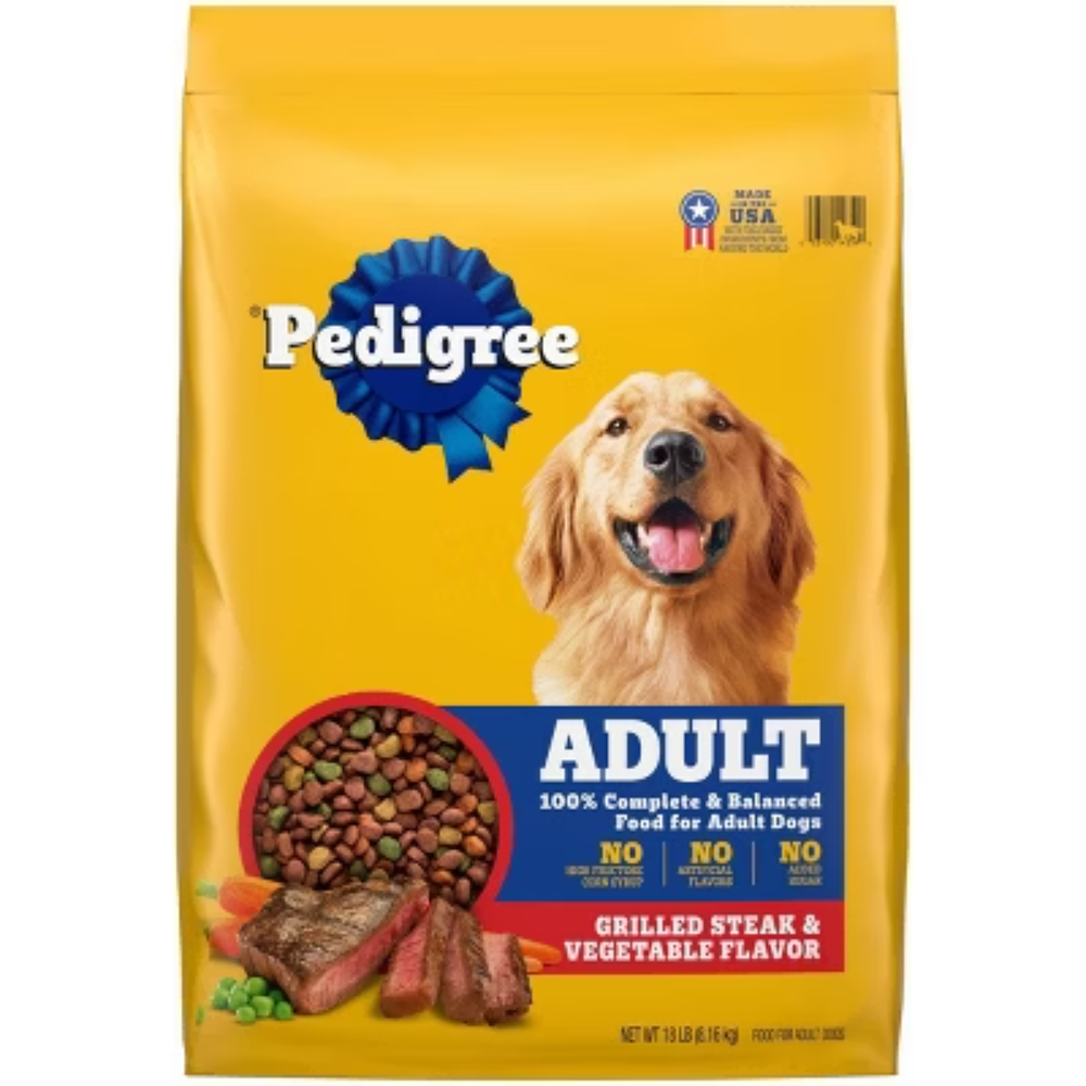 Pedigree Grilled Steak & Veggie Adult Dry Dog Food 18lb Bag