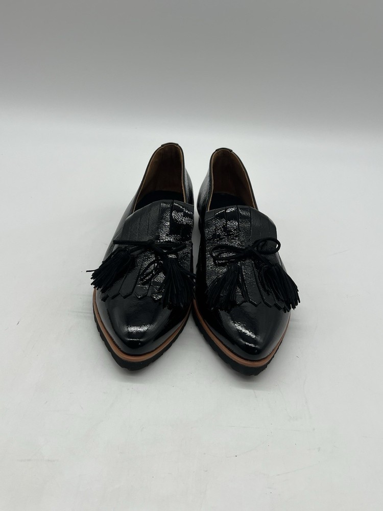 Paul Green Women’s 5.5 Sz US 8 Black Patent Leather Pointed Toe Tassel Loafers