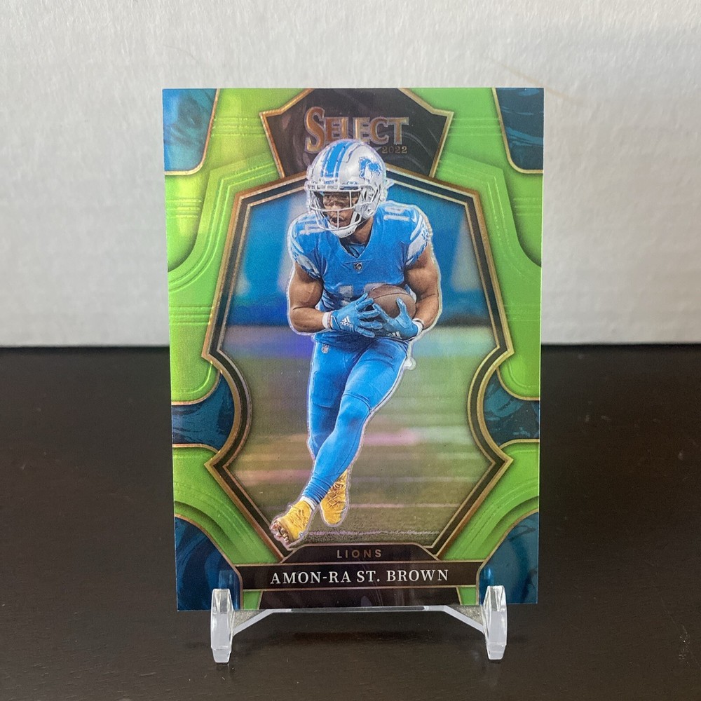 2022 Panini Select Amon-Ra St. Brown Premier Level Light Blue Prizm #56/99 Lions