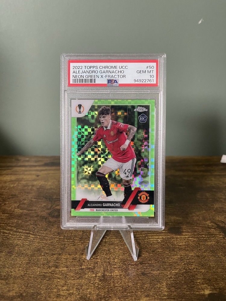 2022-23 Topps Chrome Garnacho Rookie Neon Green 132/399 PSA 10 Gem Mint