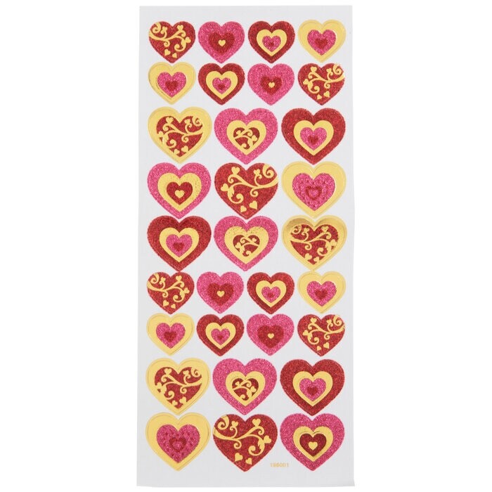 Glitter Red Pink Gold Flourish Hearts Stickers Planner Supply Valentine's Day