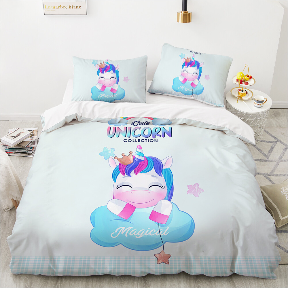 3D Cloud Unicorn ZHUA059 Bed Pillowcases Quilt Duvet Cover Set Queen King Zoe