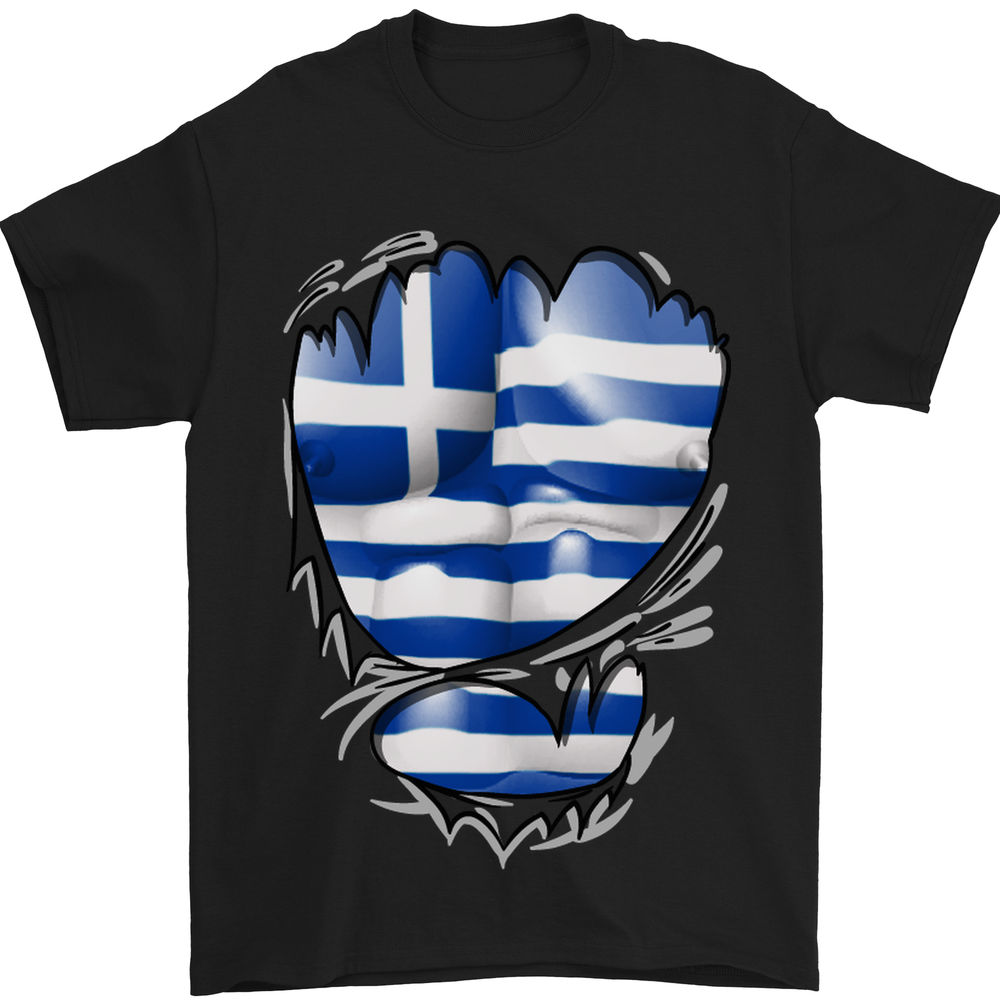 Gym The Greek Flag Ripped Muscles Greece Mens T-Shirt 100% Cotton