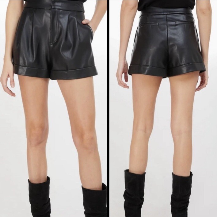 Generation Love Georgie Vegan Leather Shorts In Black SZ 4 NWT
