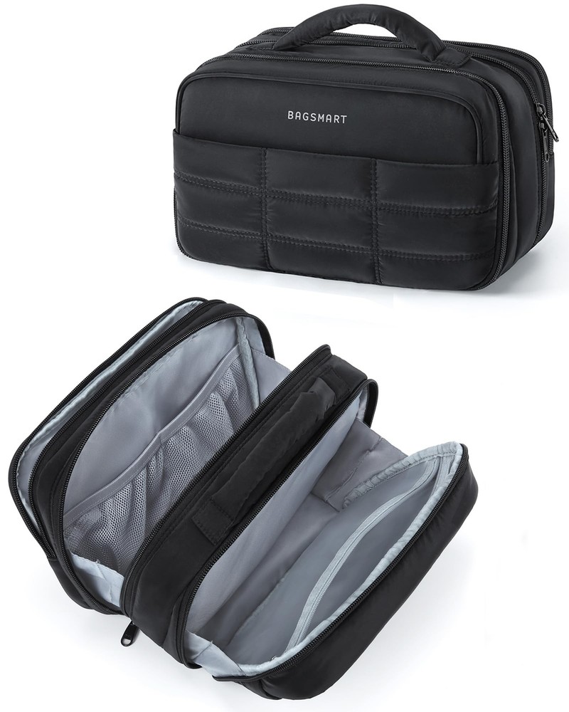 BAGSMART Women’s Wide-Open Travel Makeup Toiletry Bag Portable Organizer