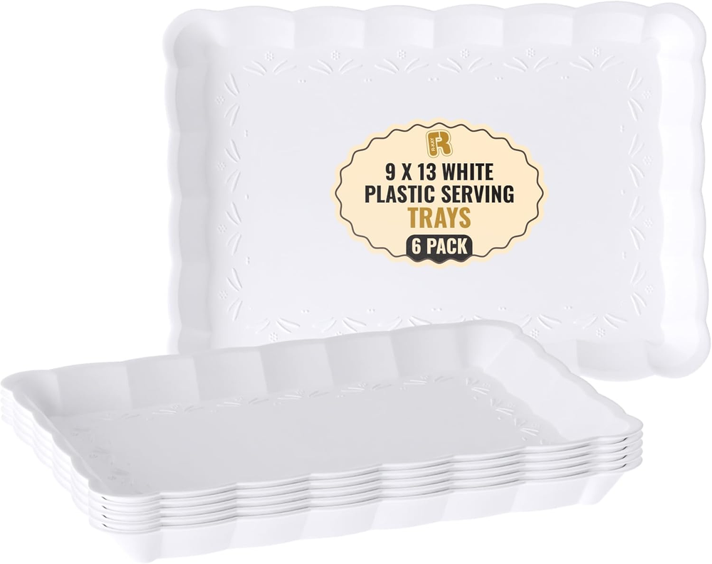 Heavy Duty 9x13 Food Serving Trays - 6 Pack Party Platters