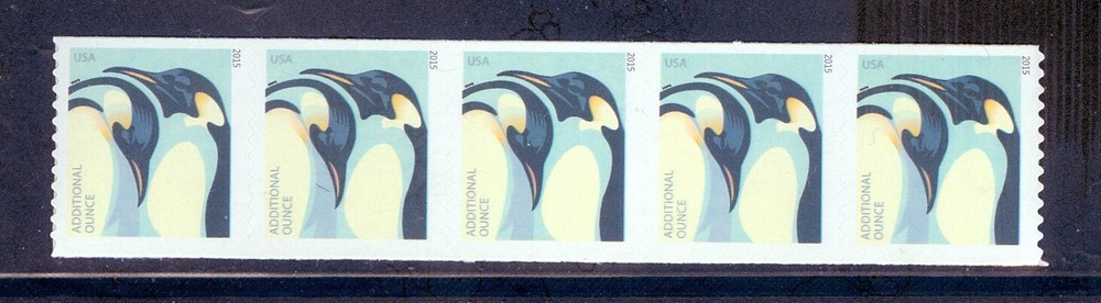 US 4990 Penguins Stamp Coil Strip of 5 Mint Never Hinged Extra Ounce