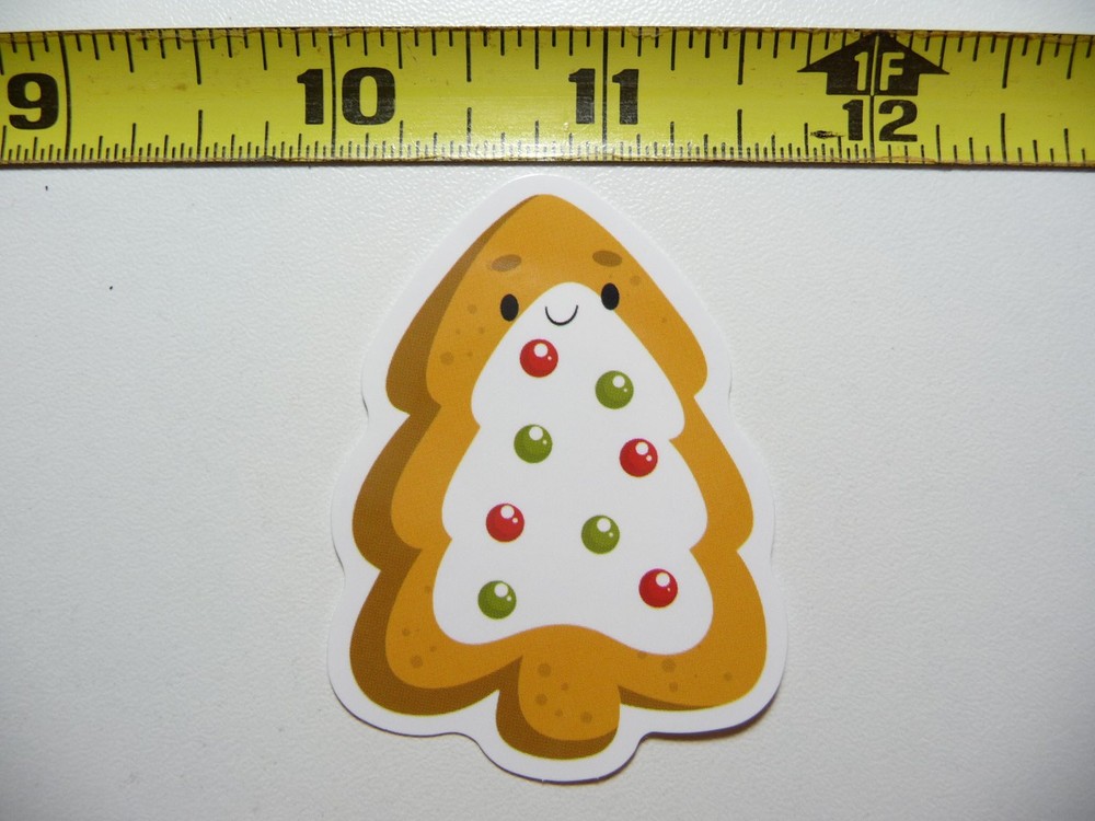 Festive ICES Christmas Tree Cookie Sticker Decal for Winter Holidays