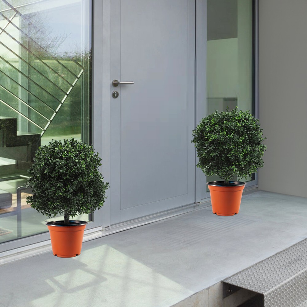 2pcs Artificial Ball Bushes Potted Plants Potted Shrubs Home Balcony Decoration