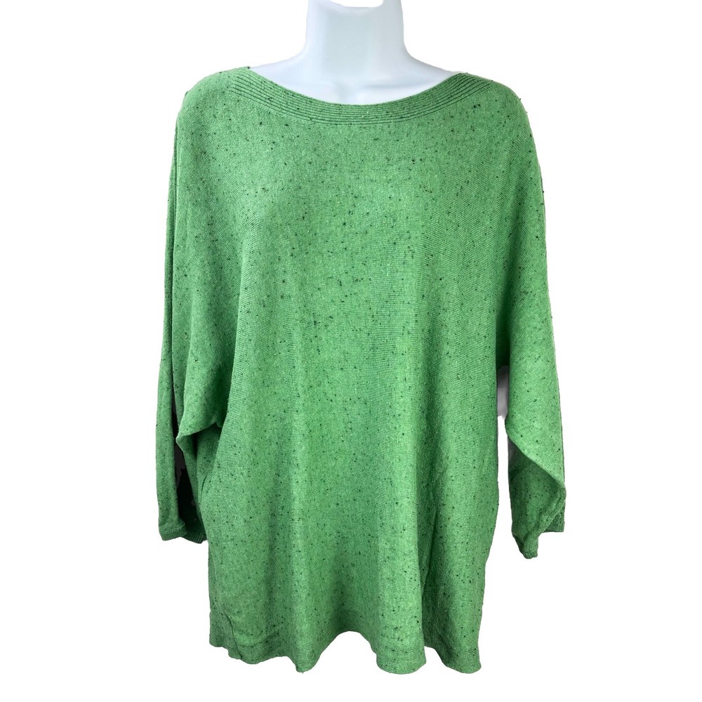 J. Jill Sweater 3/4 Dolman Sleeve Pullover  Large Flecked Green Casual Womens