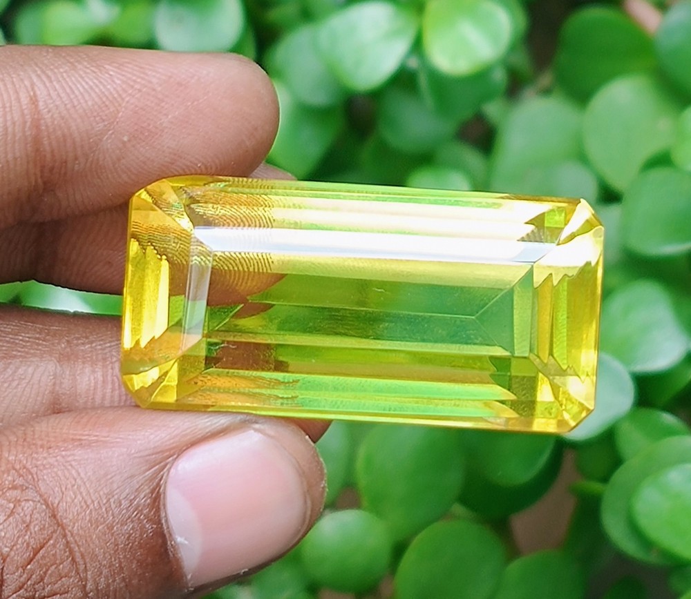 151 Ct Flawless Yellow Citrine Emerald Cut Certified Loose Gemstone SEE VIDEO