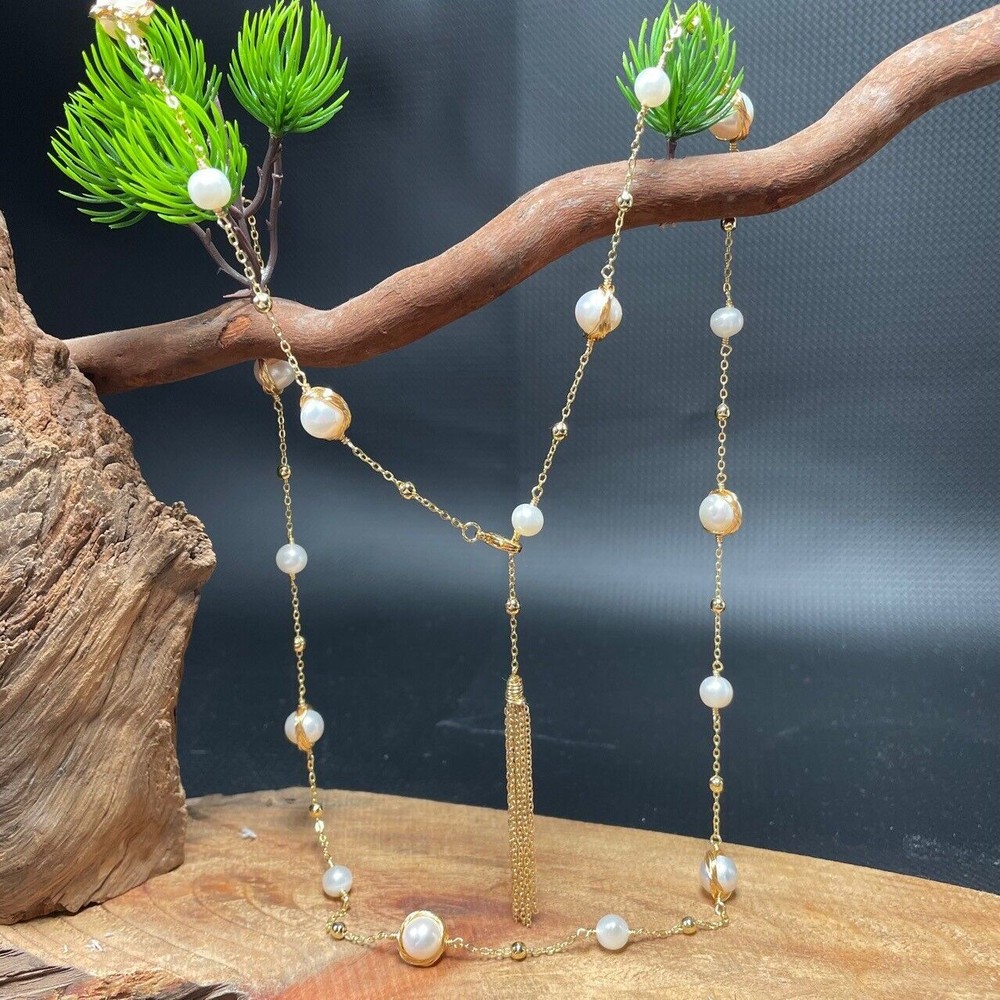 Baroque Pearl Necklace Talismans 925 Silver Natural Jewelry Amulet Man White