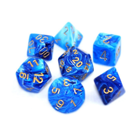 Vortex 7 Die Polyhedral Set - Blue / Gold Chessex GAMING SUPPLY BRAND NEW