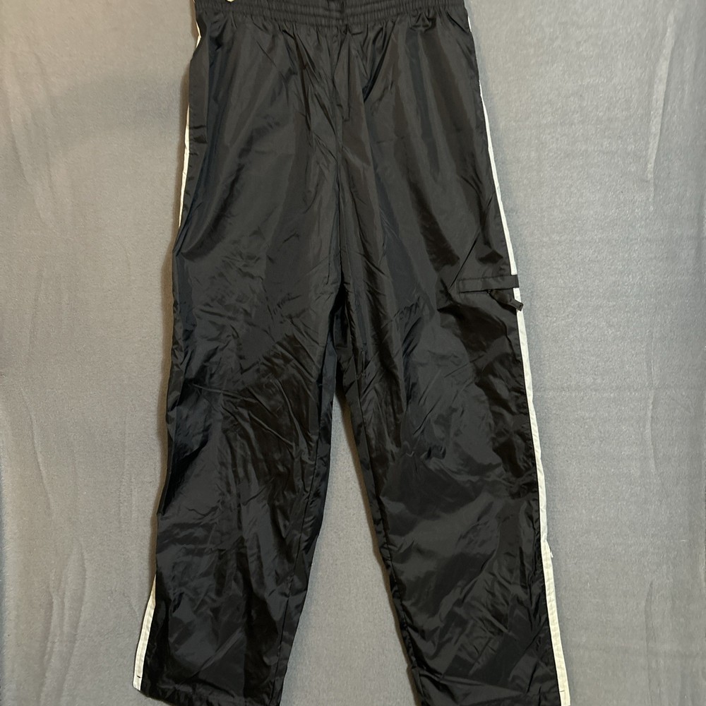 Vintage Nike Windbreaker Track Pants Mens Large Black Lined Ankle Zip Y2K Baggy