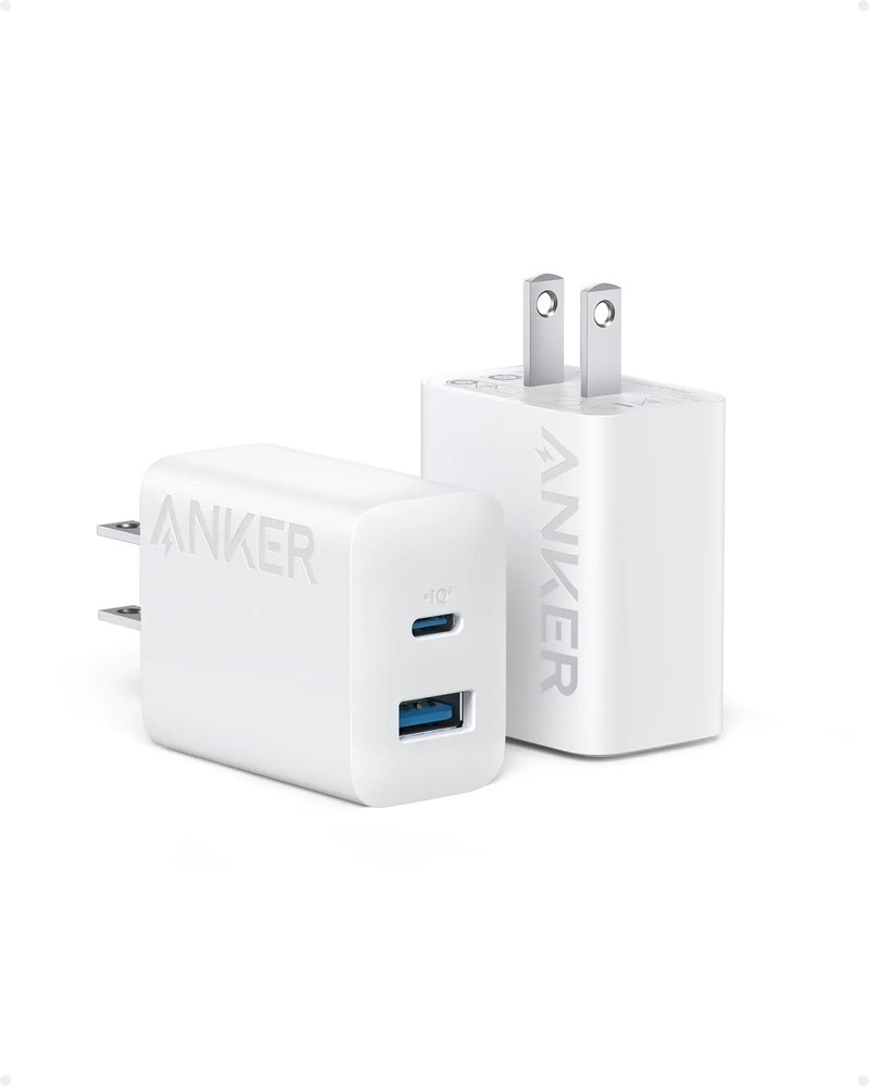 Anker 20W USB-C Fast Charger for iPhone 16 - Dual Port Wall Adapter 2-Pack