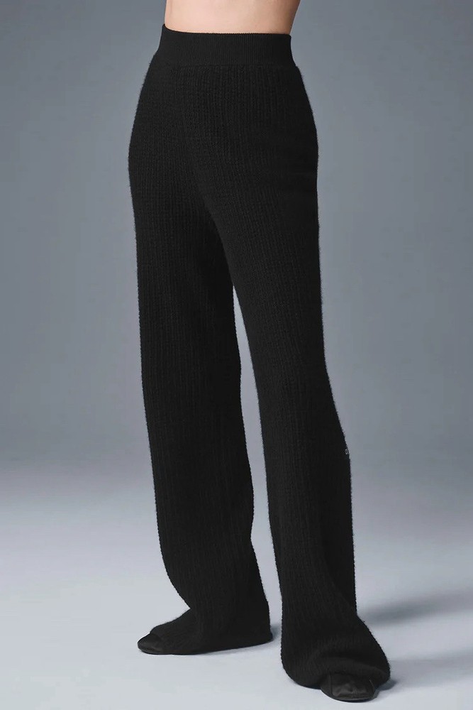 ALO YOGA High-Waist Cashmere Waffle Pant in Black Size XS NWT