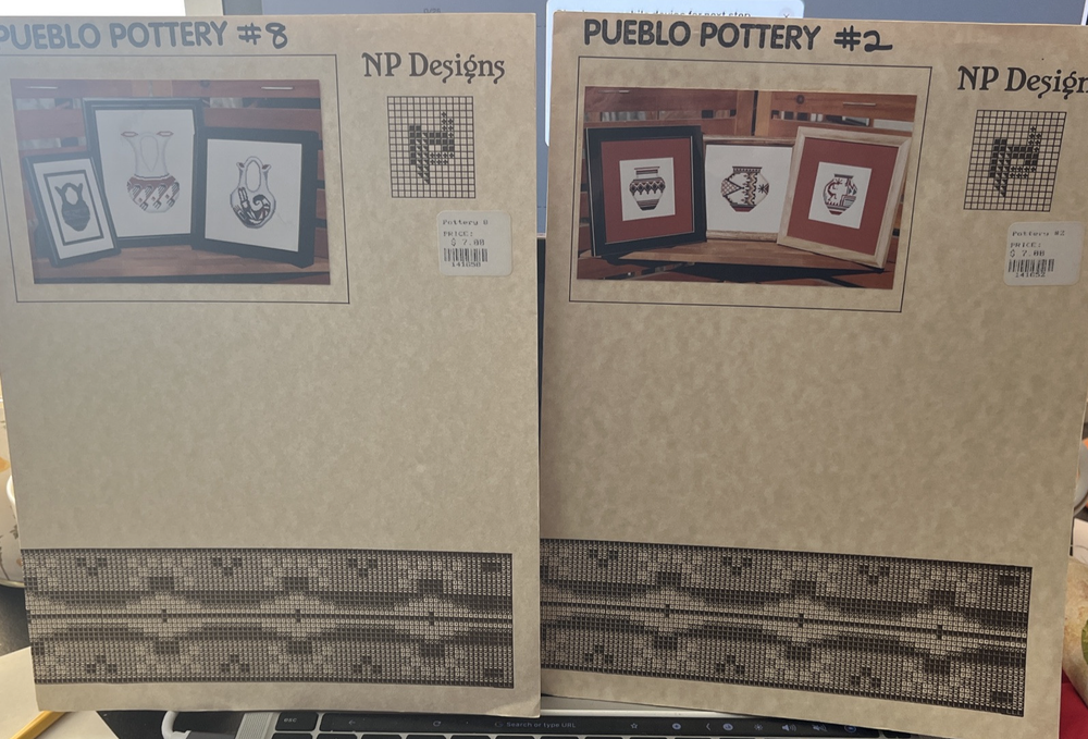 NP DESIGNS Counted Cross Stitch Pair- Pueblo Pottery #2 and #8