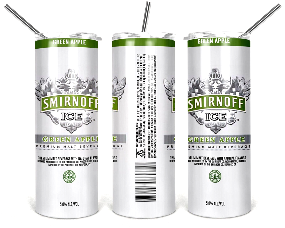 Smirnoff Ice Green Apple Multicolor 20 oz Insulated Tumbler Box Lid Straw New