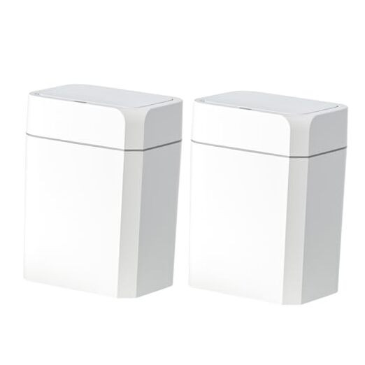 Bathroom Trash Can with Lid 2 Pack Motion Sensor Slim Garbage Can Waterproof