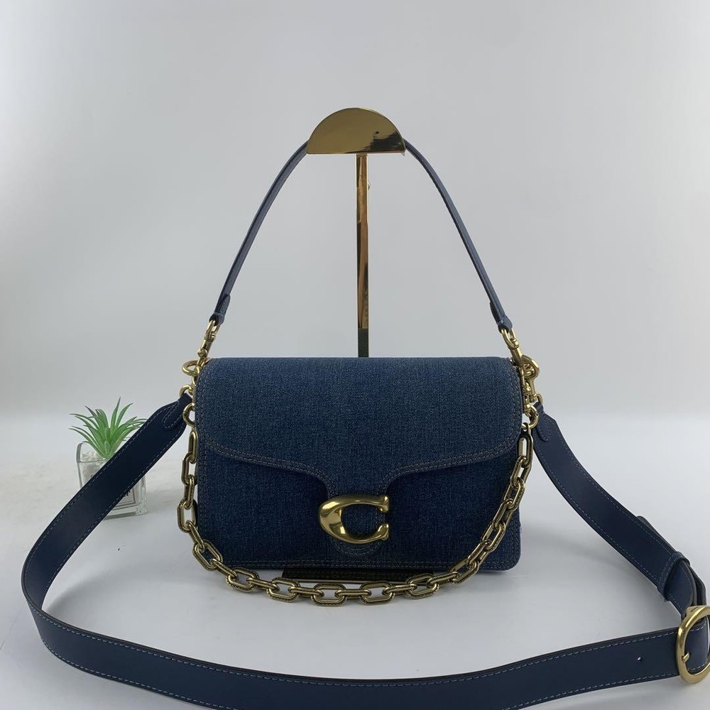 COACH CAN14 Chain Tabby Shoulder Bag Deep Blue Women's Bag Outlet NEW
