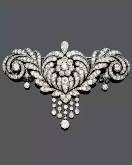 Women Vintage Style Brooch Pin 3Ct Round Simulated Diamond 14k White Gold Plated