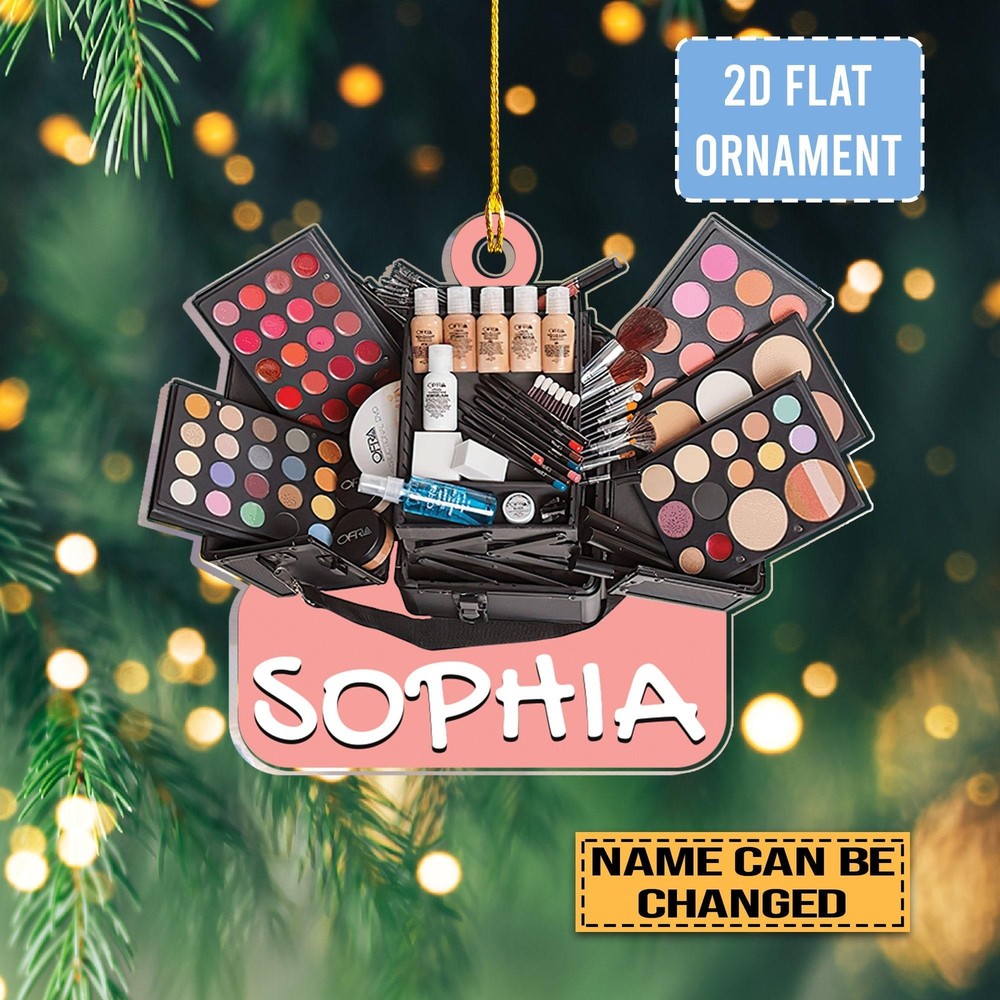 Custom Name Makeup Box Shape Ornament   Acrylic 2D Ornament  Girl Makeup Artist