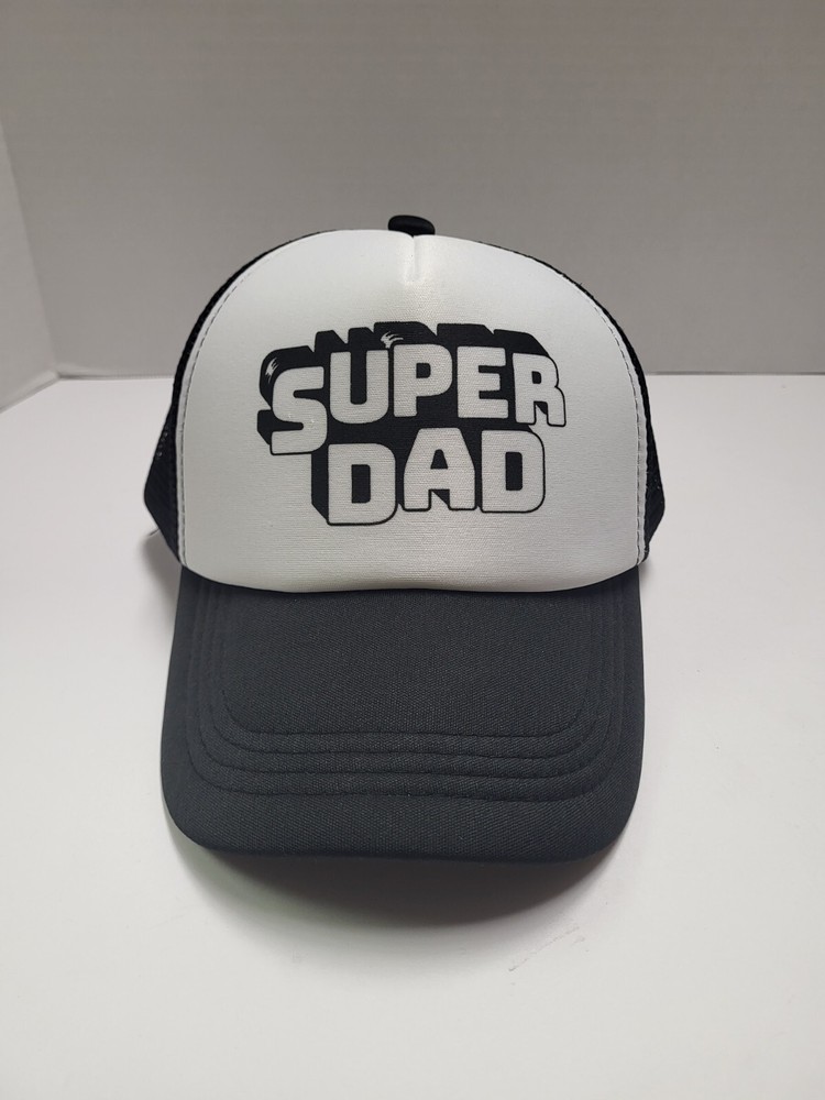 Super Dad Cap Hat Cap Snap Back Adjustable Black White