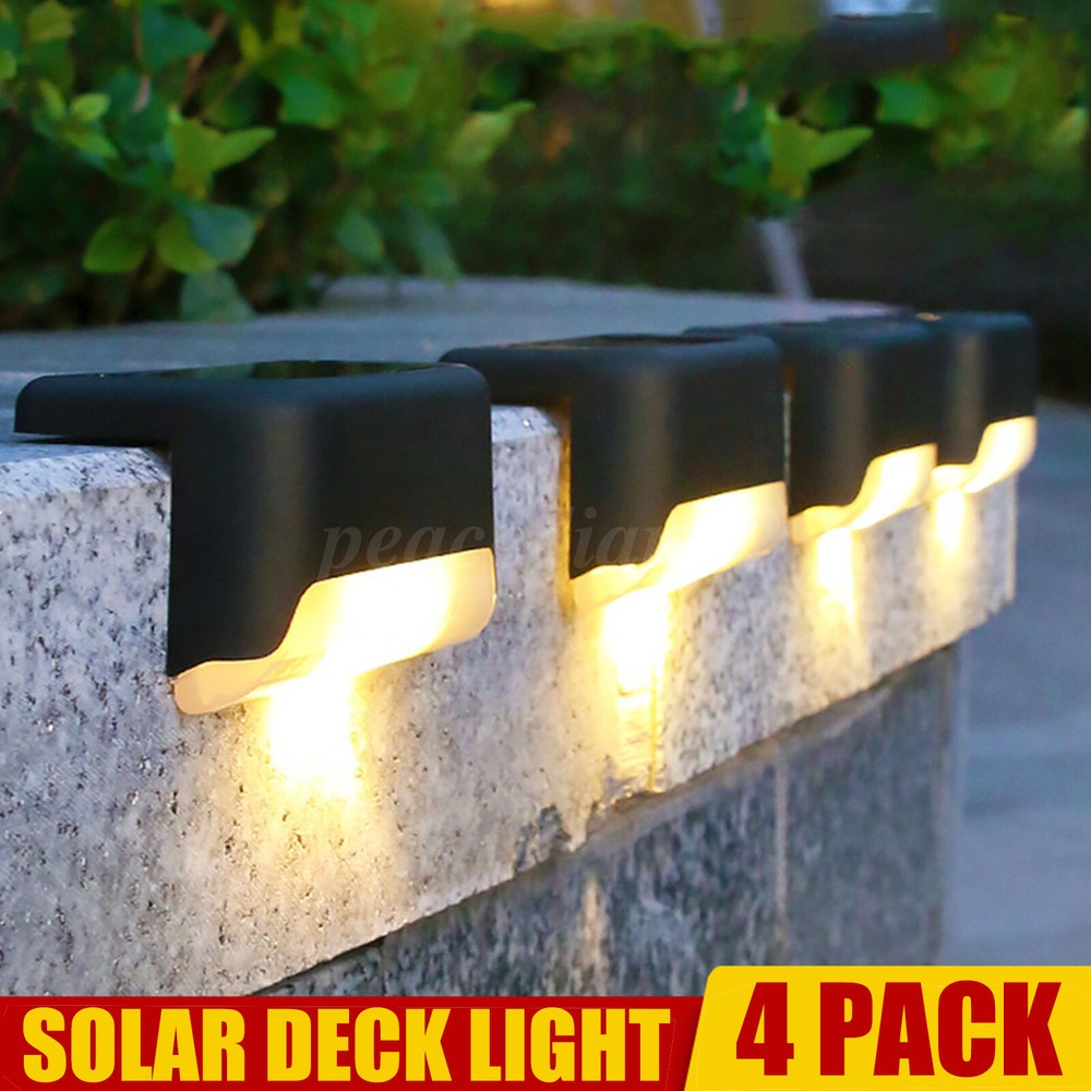 LED Solar Power Fence Lights Deck Door Wall Stair Step Outdoor Garden Decor Lamp