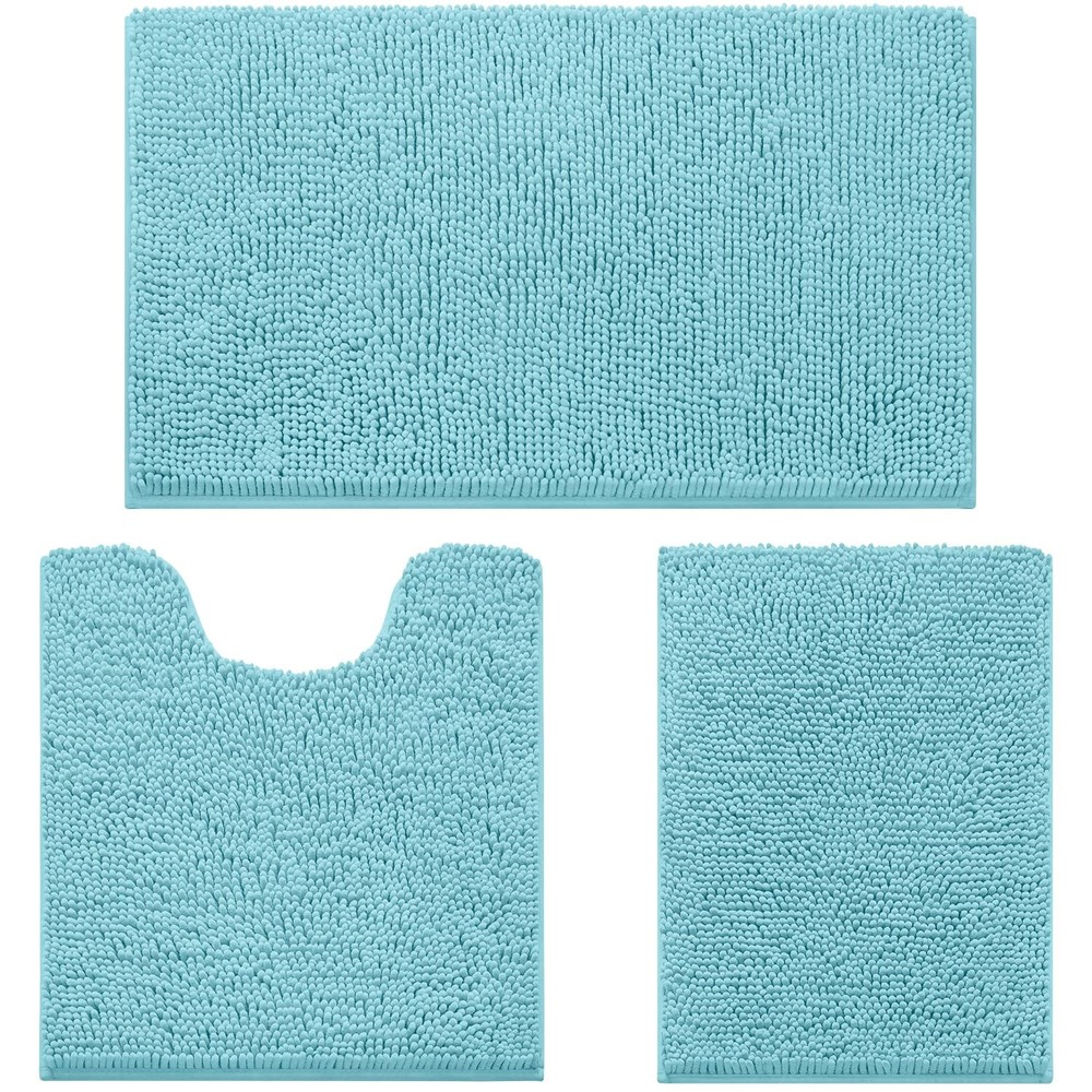 Ultra Soft Non-Slip 3-Piece Chenille Bathroom Rug Set
