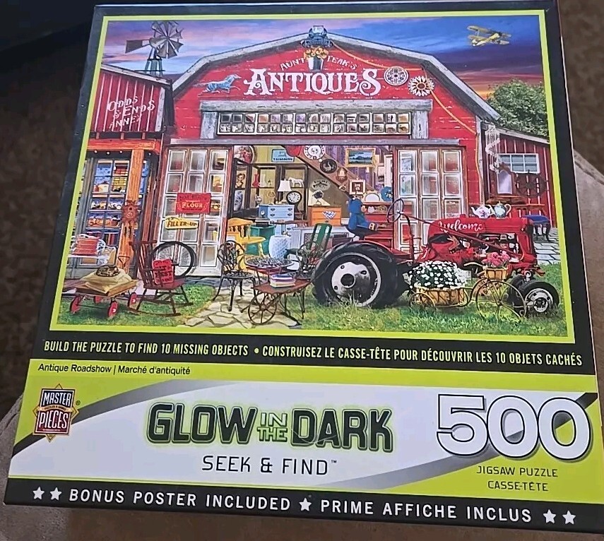 MasterPieces Antique Roadshow 500 Piece Glow In The Dark Seek & Find Puzzle
