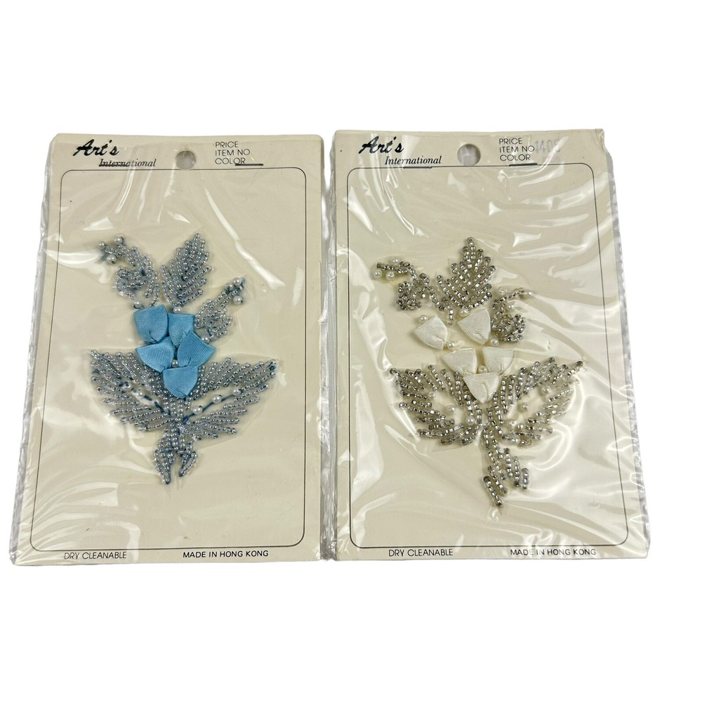 Vintage Art's International Beaded Sew On Applique Patch Set of 2 NOS