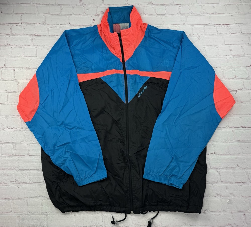 Rare Vintage ADIDAS D8 F192 Colorblock Pink Blue Hoodie Windbreaker Jacket Sz XL
