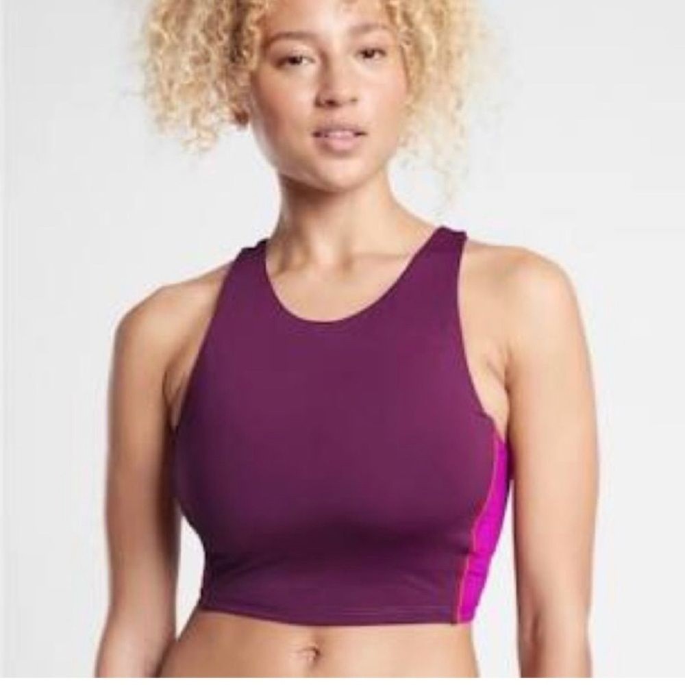 Athleta Colorblock Crop Bikini Top Women's Medium Purple D-DD Cup Light Support