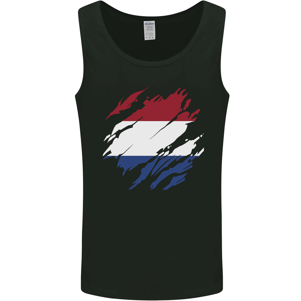 Torn Netherlands Flag Holland Dutch Day Football Mens Vest Tank Top