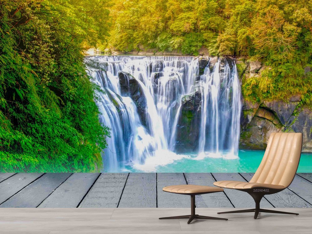 3D Forest Waterfall Landscape Wall Murals Wallpaper Murals Wall Sticker 3