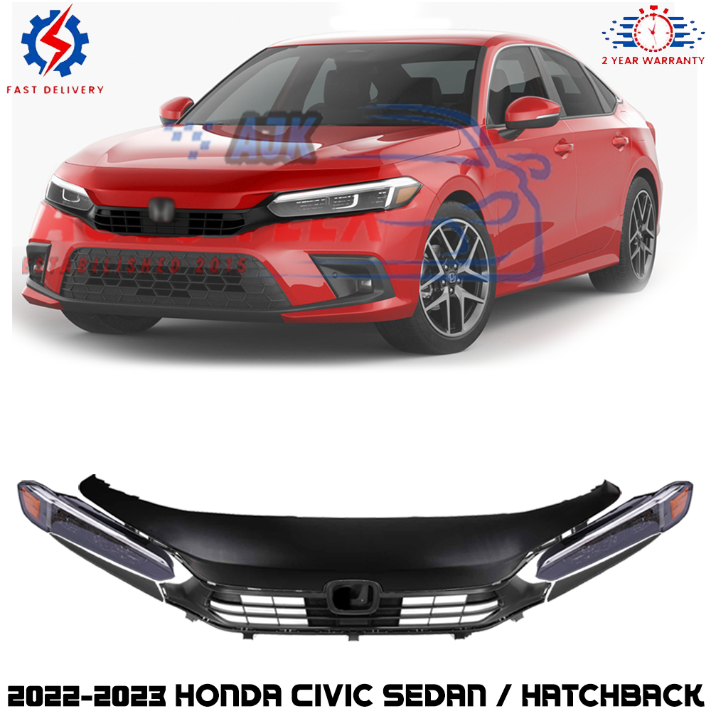 Front Upper Grille with Filler & Head Light Assembly For 2022-2023 Honda Civic