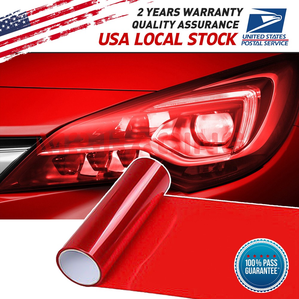 Red Smoke Vinyl Tint Film for Fit Taillight Headlight Fog Lights Gloss Finish