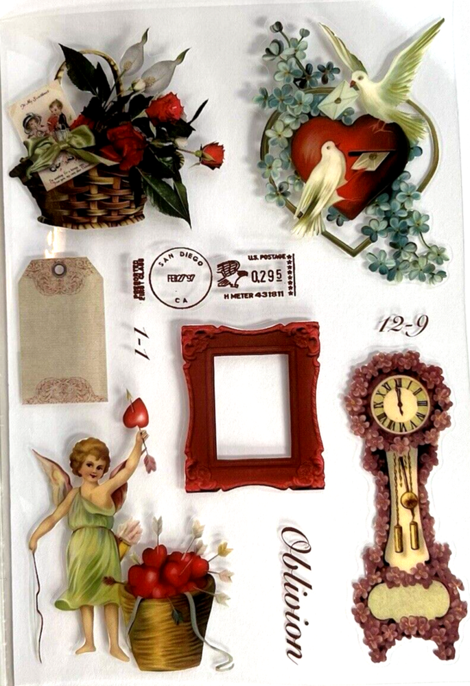 Vintage Victorian Style 20 Sheets Sticker Book Red Pink Collage Junk Journal