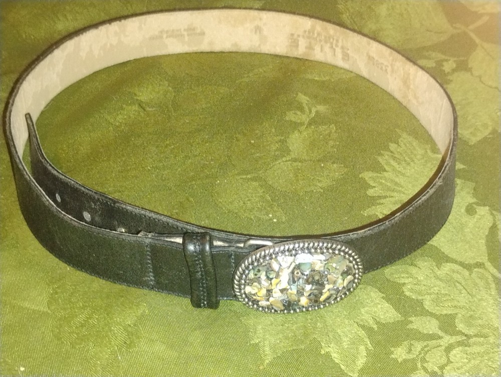 Elite Accessories Black Leather Rock Belt with Century Canada Buckle for Women