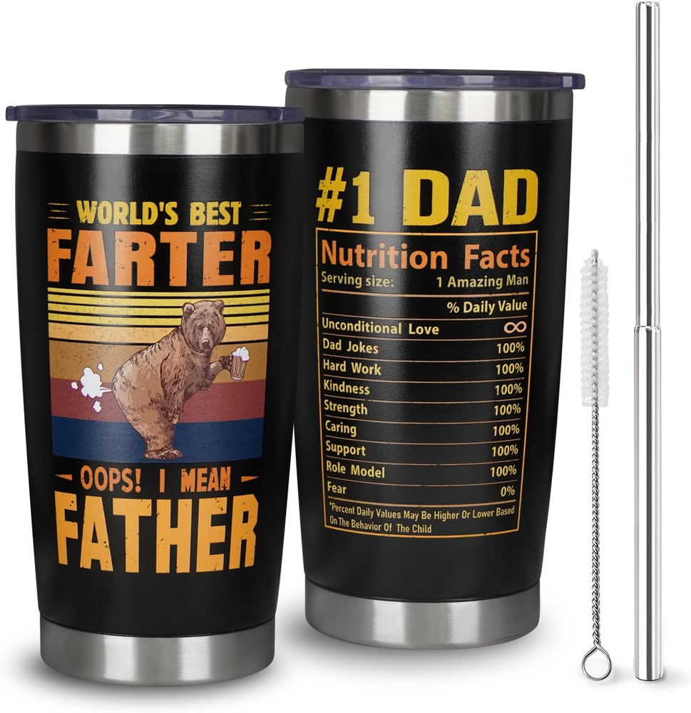 20 Oz Insulated Tumbler Coffee Cup for Dad - Funny Fathers Day Gift Idea