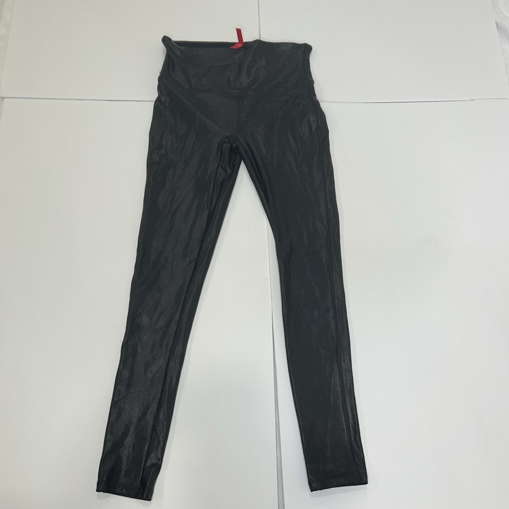 Spanx Black High-Waisted Leggings Faux Leather women’s Medium