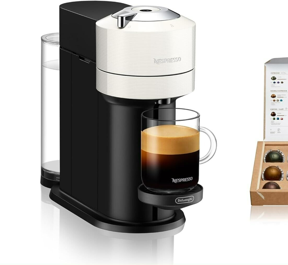 Nespresso Vertuo Next by De'Longhi White Espresso Machine with Open Box Pods