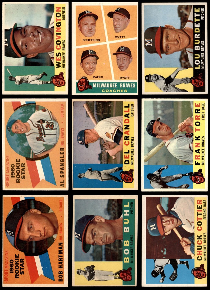 1960 Topps Milwaukee Braves Near Team Set 4.5 - VG/EX+ 6909922 (22 / 36 cards)