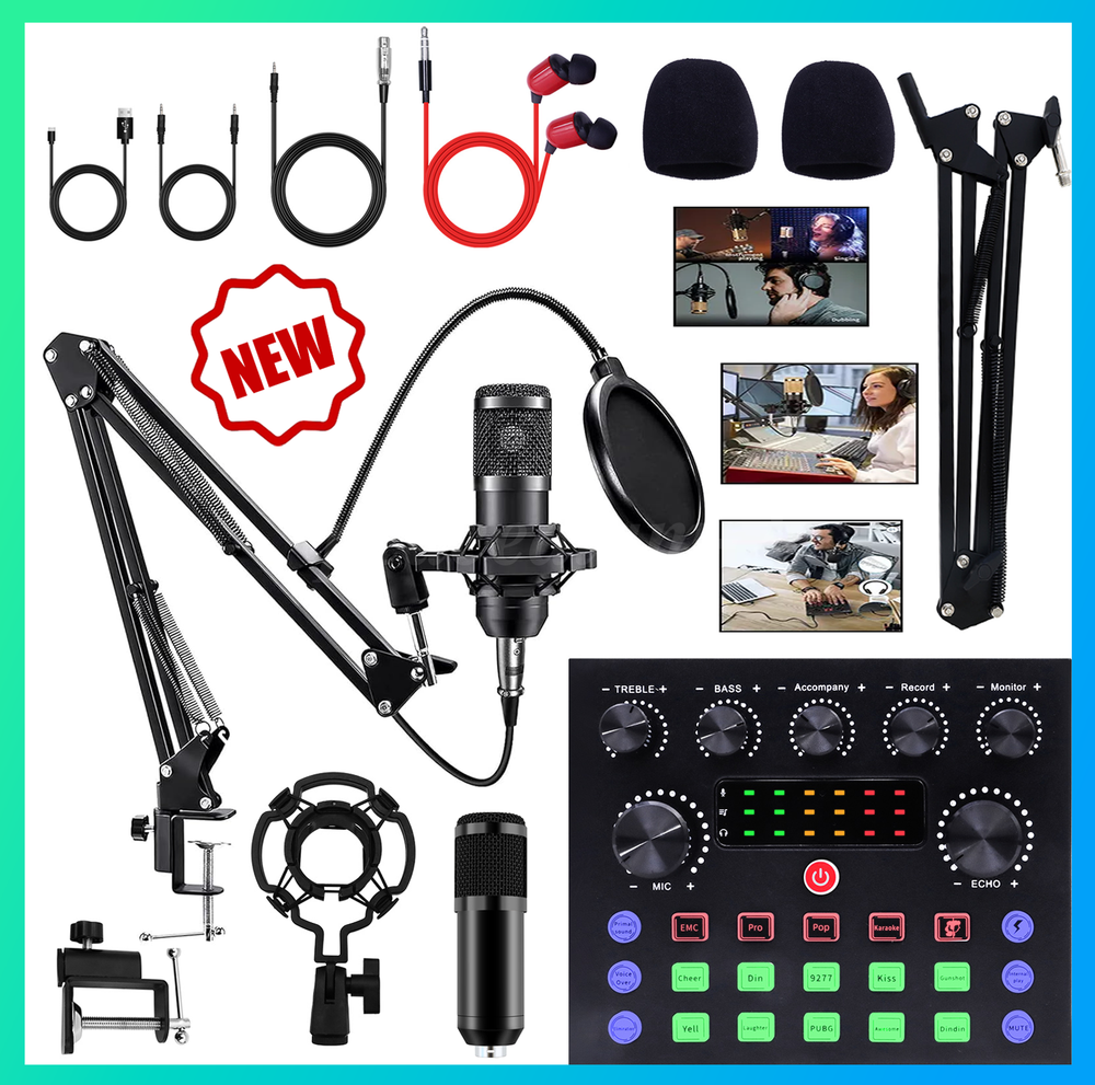 Home Complete Studio Recording Kit Mixer Condenser Microphone Music Podcast