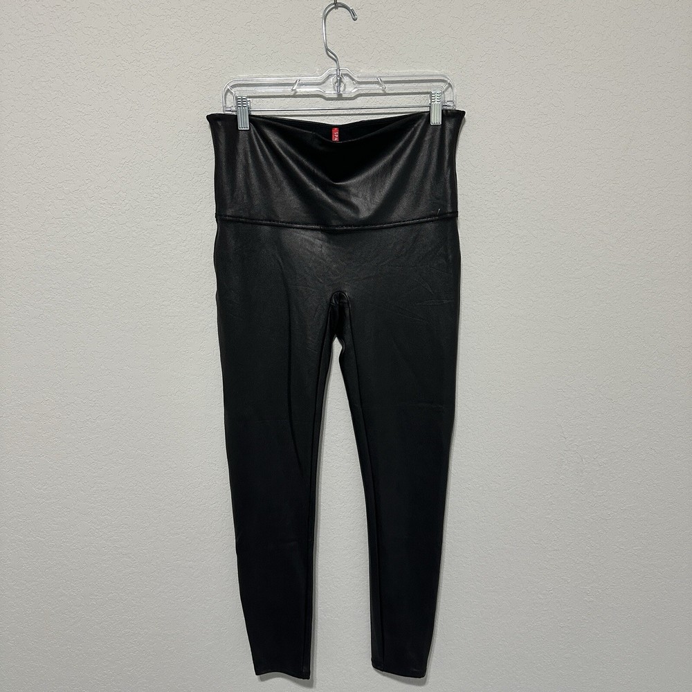 Spanx Black Faux Leather Leggings for Women Size 1X Shaping Stretchy Warm